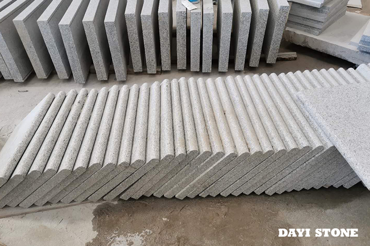 Steps Light Grey Granite Stone G603-10 Top and front edge bullnose bushhammered others sawn 60x40x4cm - Dayi Stone